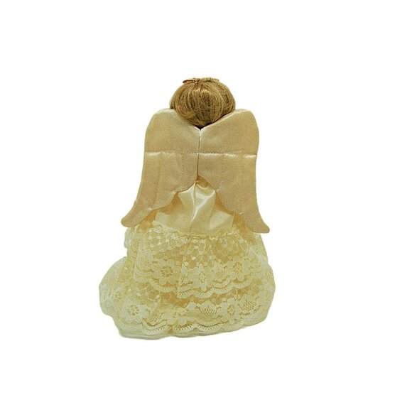 Vintage Kurt Adler Angel Tree Topper Decor Porcelain Head Arms Satin Lace Dress - Picture 5 of 12